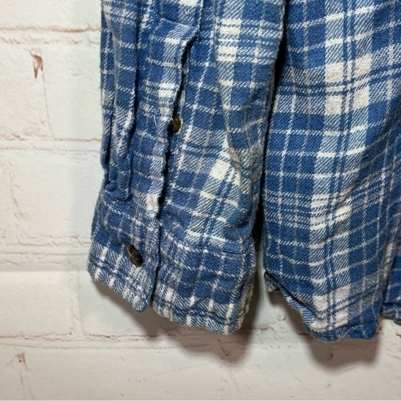 CE Schmidt Flannel Womens 1X Blue Button Up Plaid Flannel Shirt Fit For Her - Picture 9 of 11